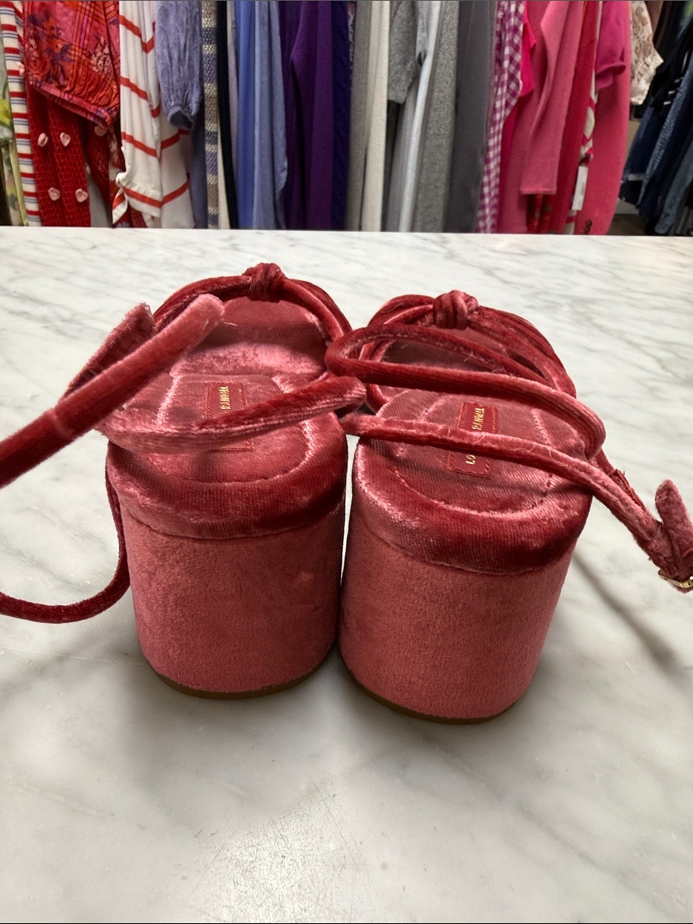 Loeffler Randall Olivia Ankle Strap Sandal in Velvet Tea Rose Size 9 - Picture 2 of 11